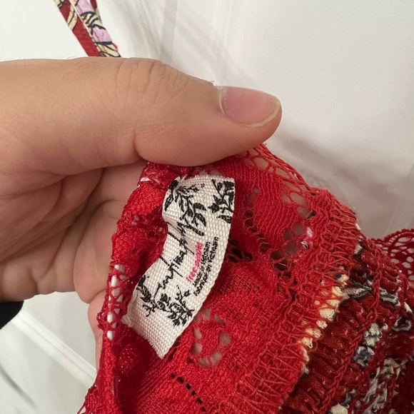 Free People Intimately Last Night Mini Nightgown Slipdress Cherry Combo - Picture 9 of 9